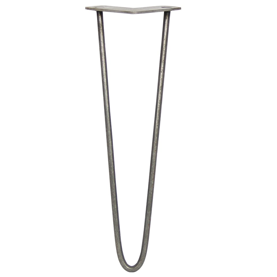 image 1 of 4 x 16" Hairpin Legs - 2 Prong - 10mm - Raw Steel