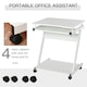 image 3 of HOMCOM Movable Computer Desk with 4 Moving Wheels Sliding Keyboard Tray White