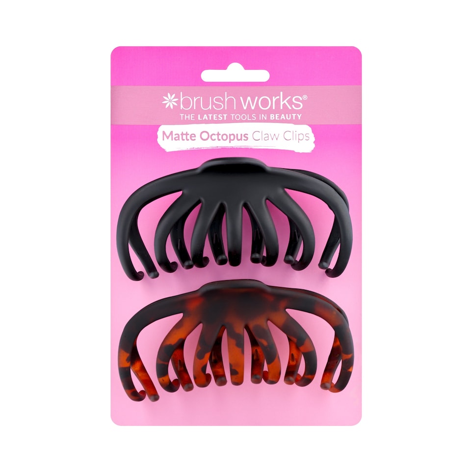 image 1 of Brushworks Matte Octopus Claw Clips 2-Pack Tortoiseshell | Black | Tortoiseshell