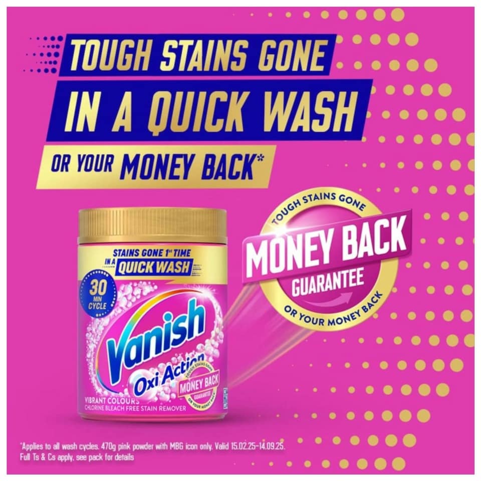 image 1 of Vanish Oxi Action Stain Remover Powder 2 x 470g (total 940g) & Vanish 500ml Spray for Colours & Whites tough stains