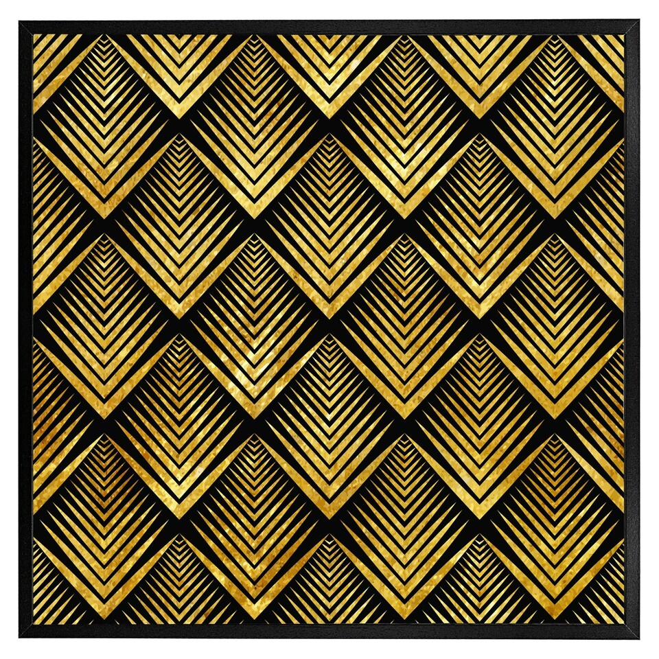 image 1 of Golden geometric flower pattern (Picutre Frame) White | S