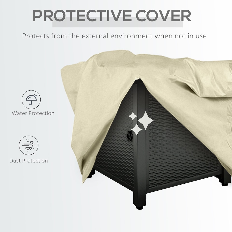 image 1 of Outsunny Square Propane Gas Fire Pit Table, 40000 BTU Rattan Smokeless Firepit Patio Heater with Protective Cover, Glass beads and Lid, 71cm x 71cm x 63cm, Black