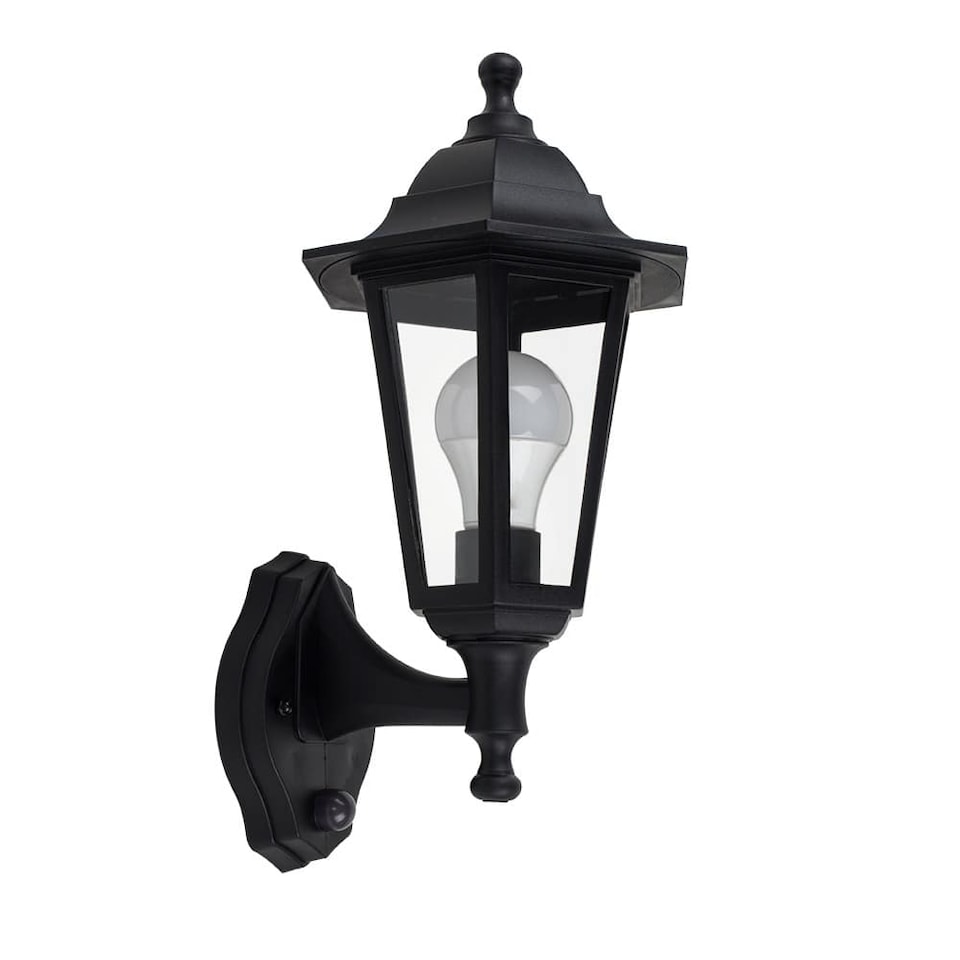 image 1 of ValueLights Mayfair Black Outdoor Wall Lantern With Dusk To Dawn Sensor | Black