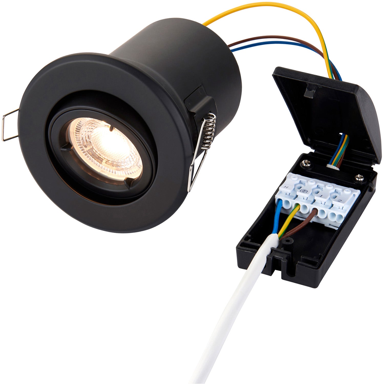 Loops Screwless Tiltable Recessed Ceiling Downlight - 50W GU10 Reflector - Fire Rated