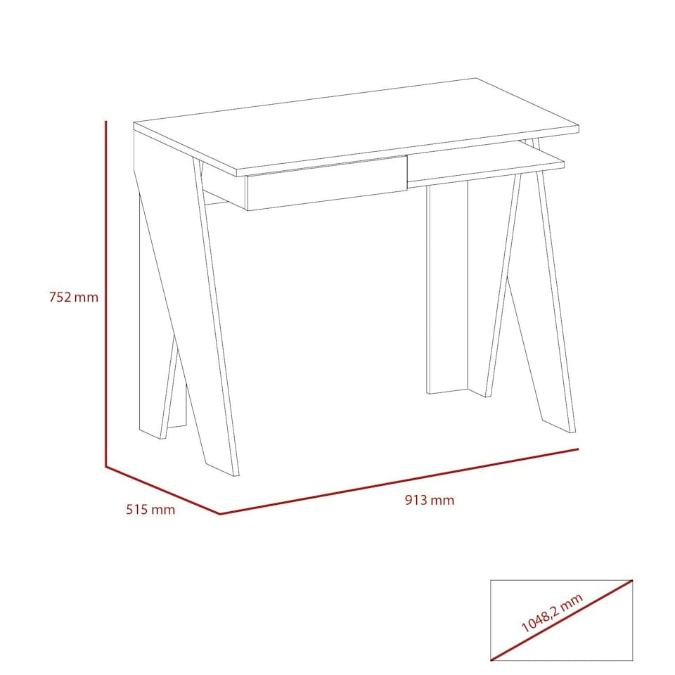 image 1 of Core Products White Dallas Home Office Desk with Drawer, H75.2cm x W91.3cm White