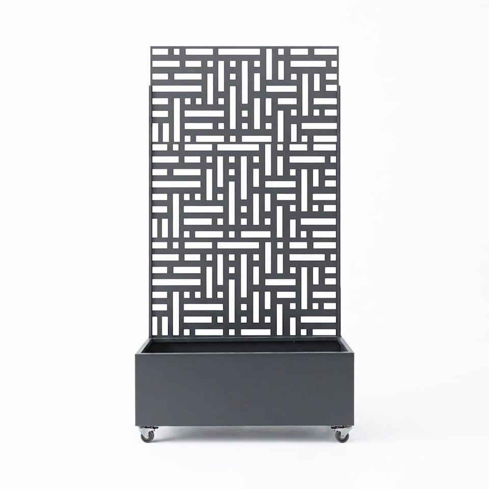 image 1 of Nicoman Metal Outdoor Privacy Screen Panel with Planter | Grey | Grey | 1