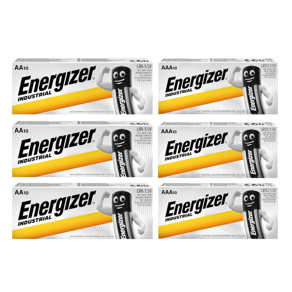 Energizer AA & AAA Industrial Batteries - Pack of 60 (30x AA & 30x AAA) | Chrome | Not provided | 6