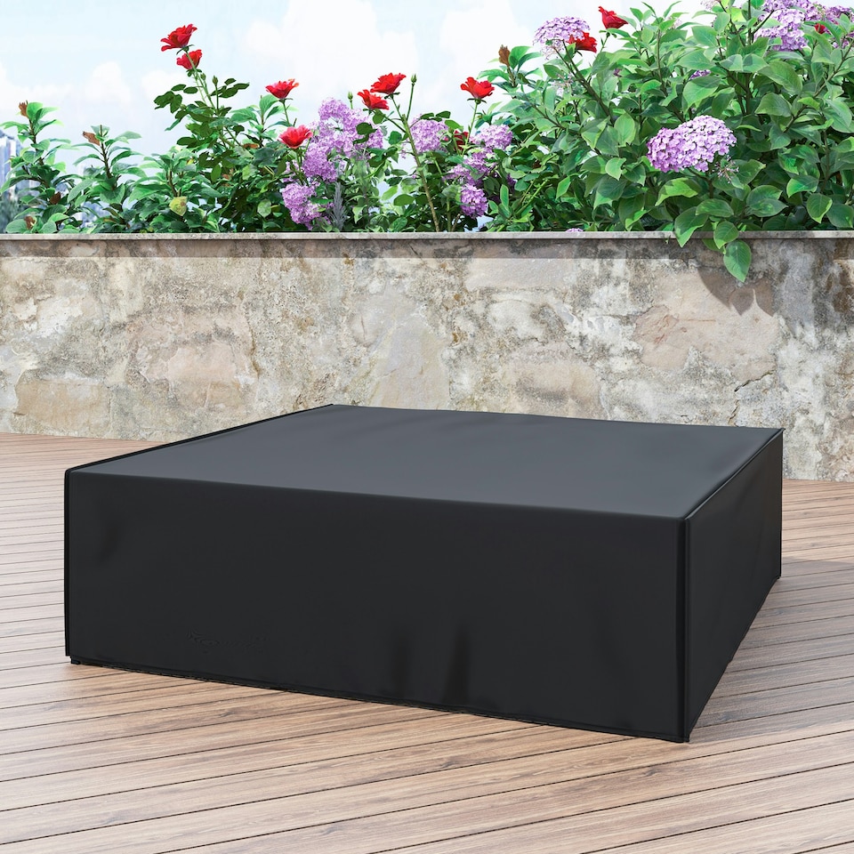 image 1 of Outsunny Large Garden Set Square Cover Outdoor Furniture Waterproof Resist Fade Black | Black
