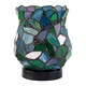 image 1 of Dragonfly Themed Open Top Blue and Green Stained Glass Tiffany Lamp