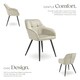 image 3 of Dining Chair Marilyn - velvet look, quilted pattern - per piece Cream | Cream/Black