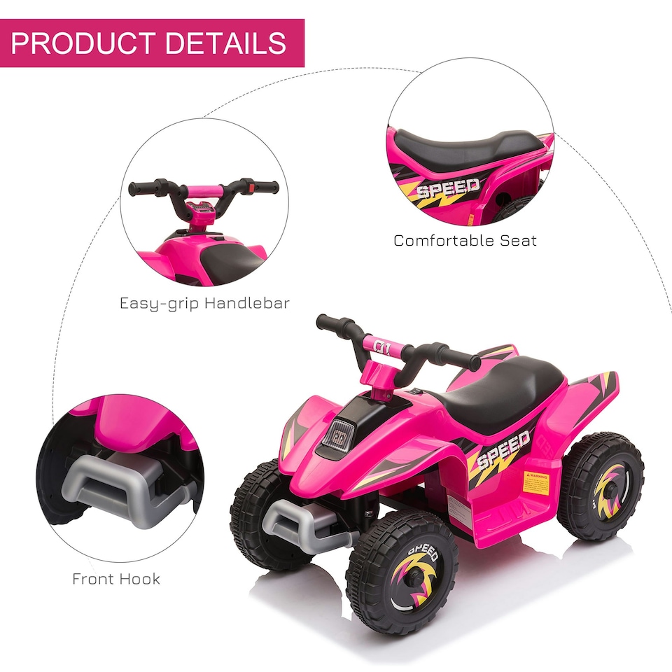 image 1 of HOMCOM 6V Kids Electric Ride on Car for 18-36 Months Toddlers Pink