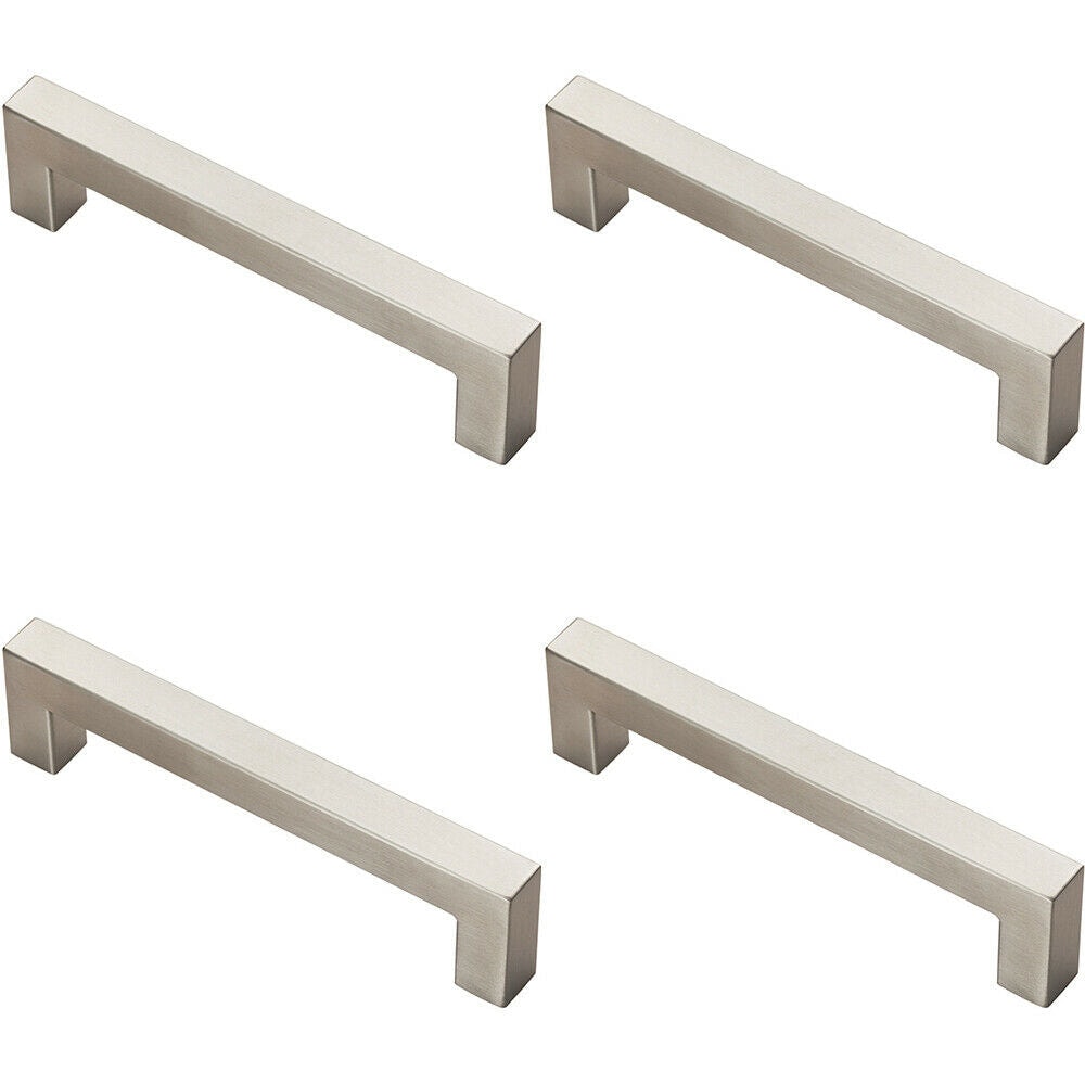 Loops 4x Square Linear Block Pull Handle 142 x 14mm 128mm Fixing Centres Satin Steel in Metallics