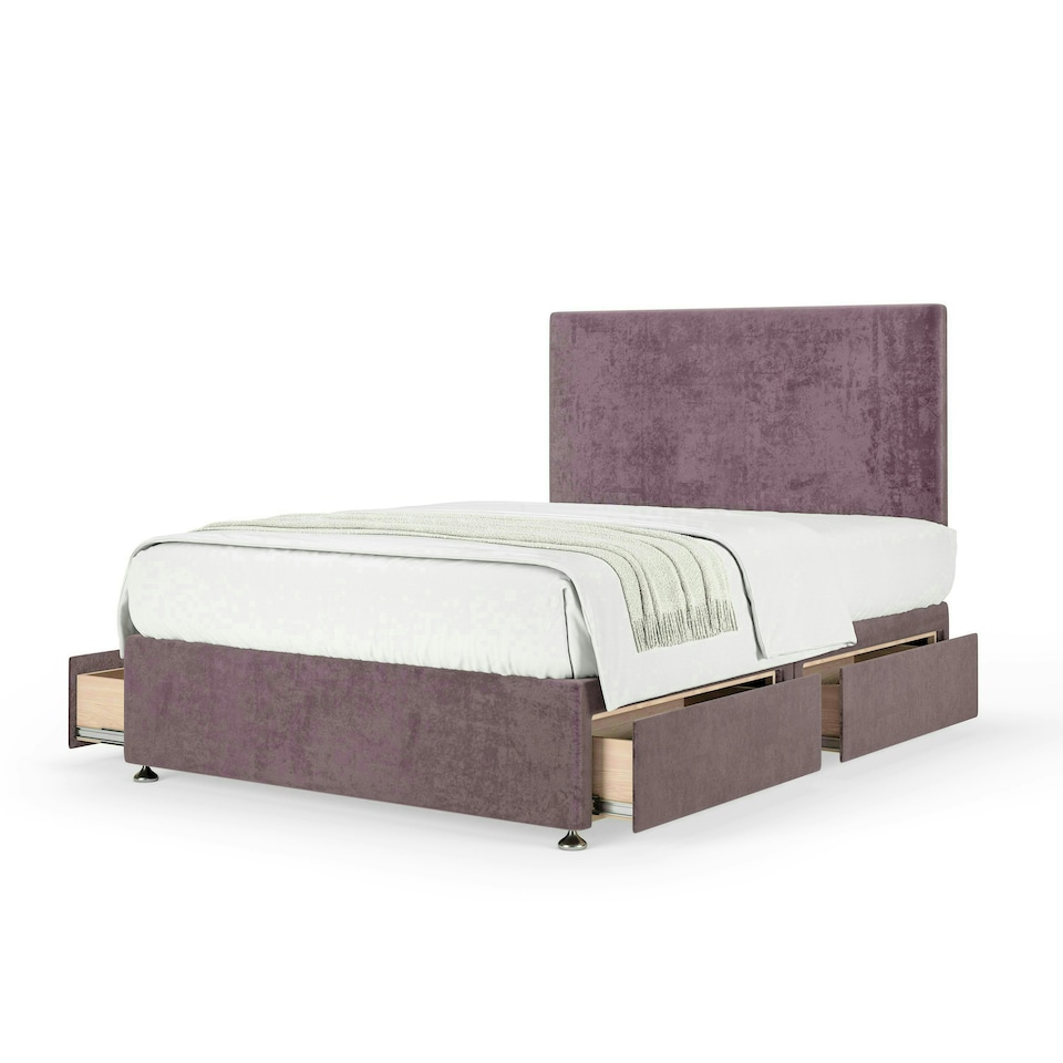 image 1 of Neptune Spring Mauve Naples Velvet 4 Drawer Divan Set And Valencia Headboard Double