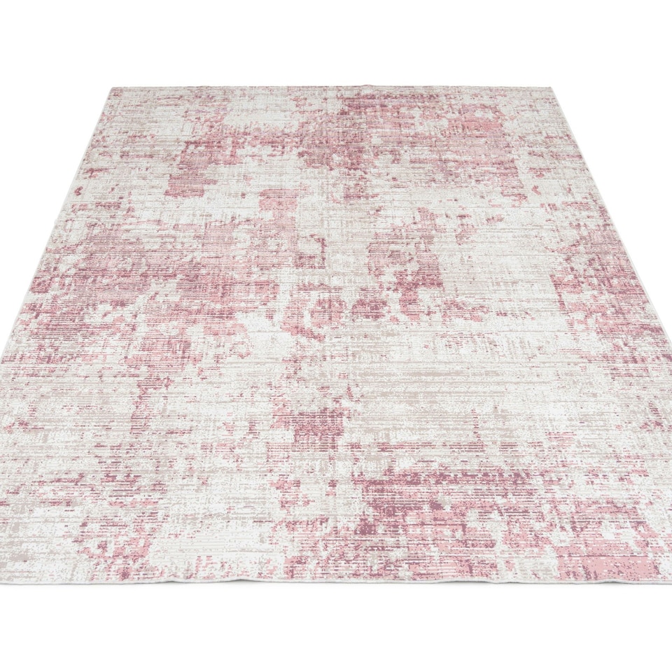 image 1 of KUKOON Washable & Non Slip Pink Abstract Living Room Area Rug 80cm x 150cm