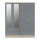 image 2 of Nevada 4 Door 2 Drawer Mirrored Wardrobe Grey