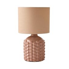 ValueLights Asha Pair of Ceramic Tan Table Lamps Shades and Bulbs