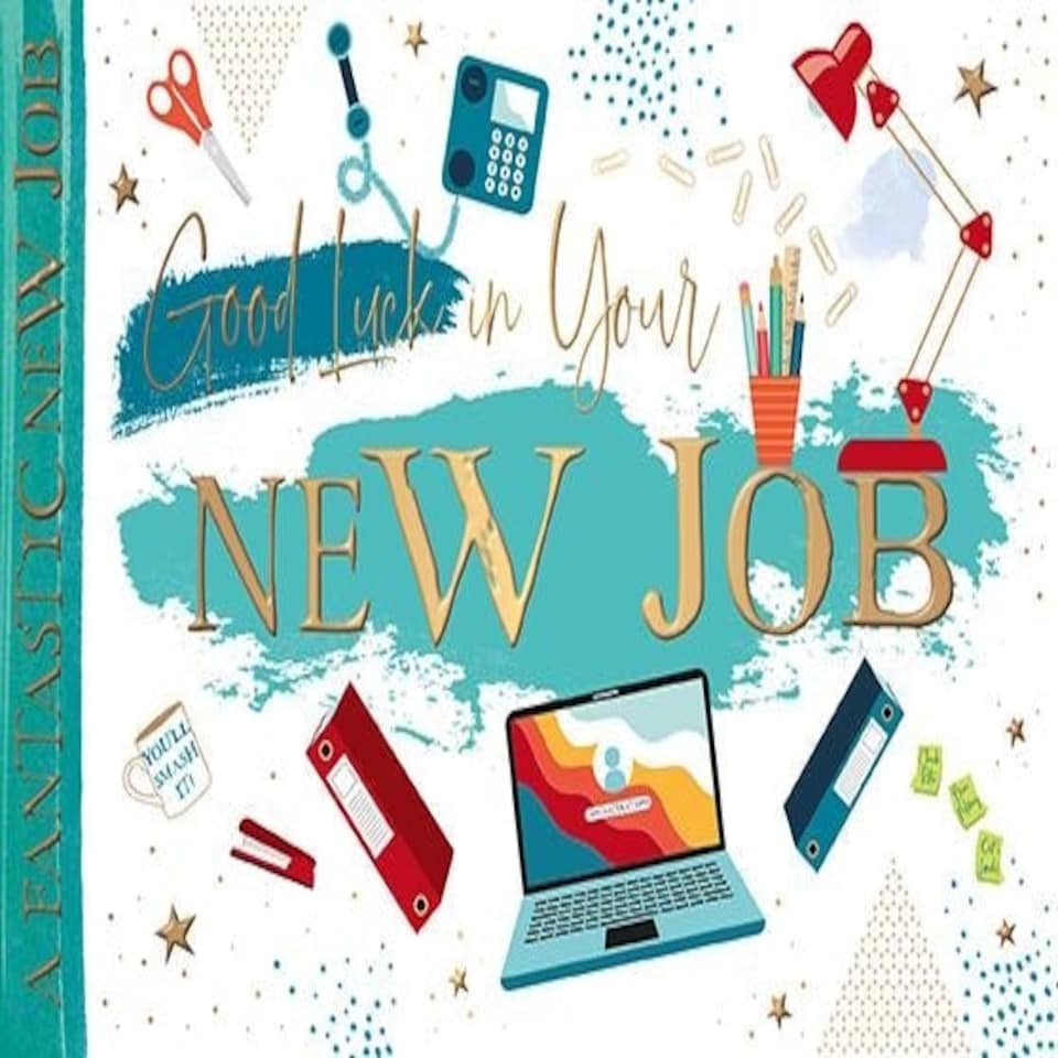 Words 'n' Wishes Traditional Good Luck in your New Job Card - Gold Foil Finish for male/female