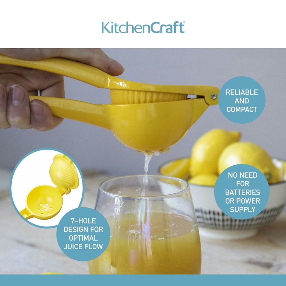 image 1 of KitchenCraft Lemon Squeezer Yellow Metal