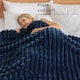 image 2 of Ribbed Jacquard Fleece Bed Blanket Throw 150x200cm