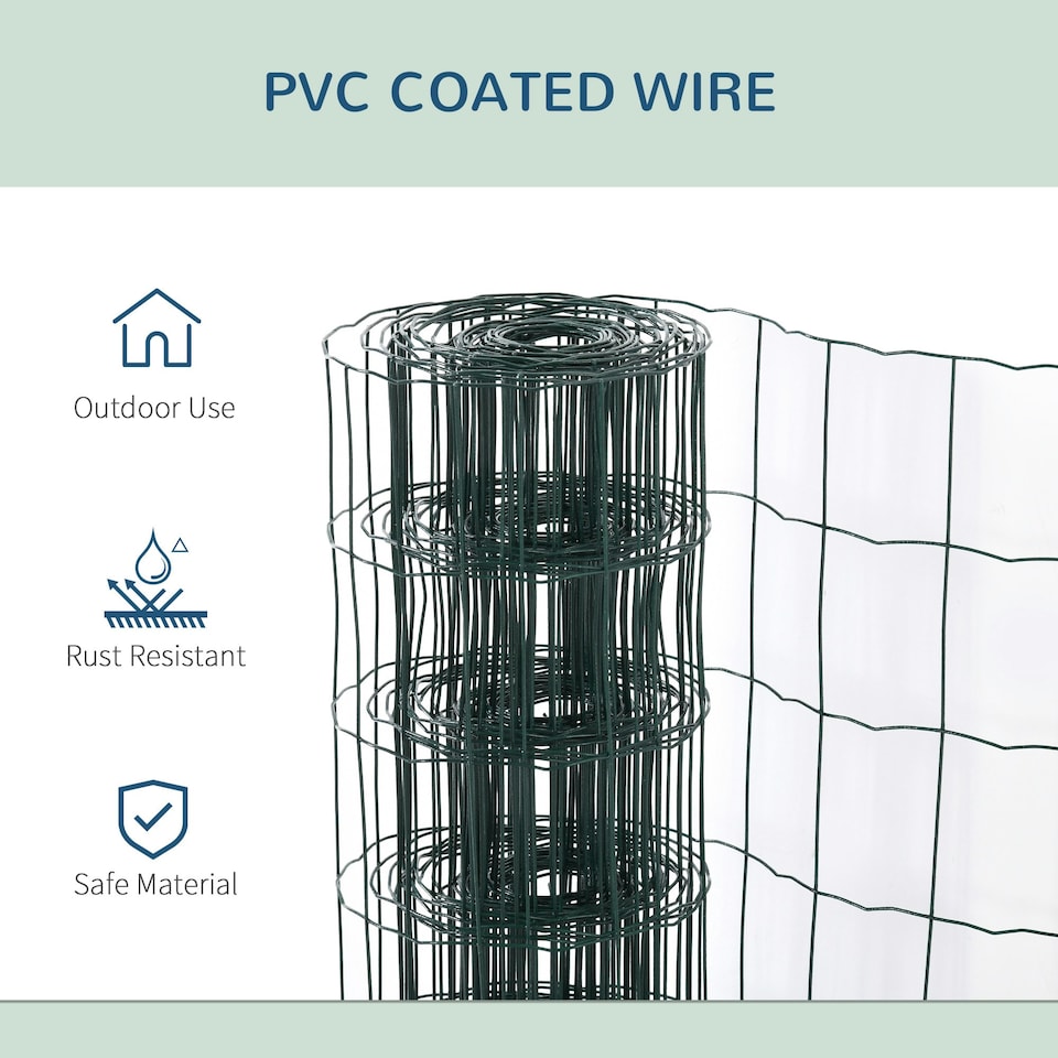 image 1 of PawHut 1Mx10M Chicken Wire Mesh Rabbit Poultry Animal Fence PVC Coated Netting