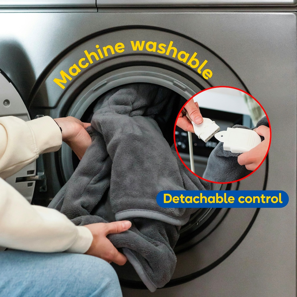 image 1 of Russell Hobbs Electric Blanket Grey Heated Throw Microfleece 9 Heat Settings RHHT1004GR Grey