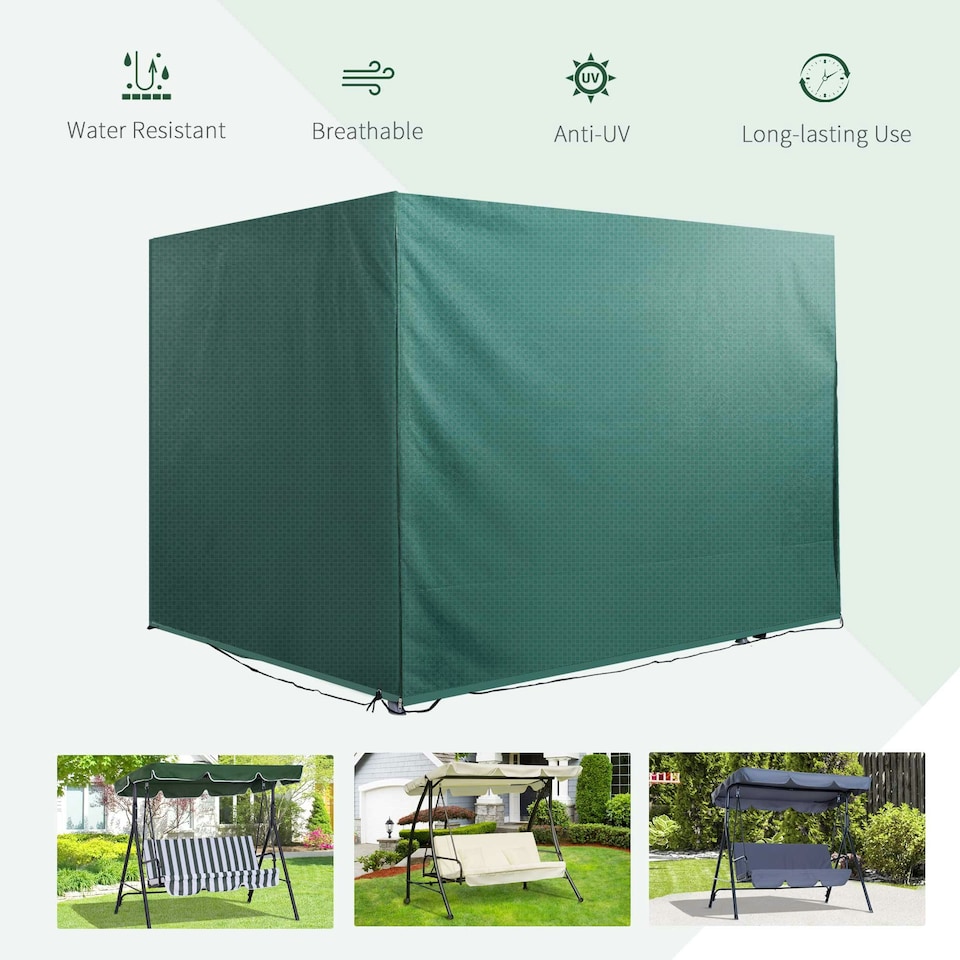 image 1 of Outsunny Patio Swing Chair Cover Garden Furniture Protector 215x155x150cm Green