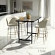 image 7 of Bar Stool Luana - with backrest, velvet look and padded - Set of 2 Cream | Gold