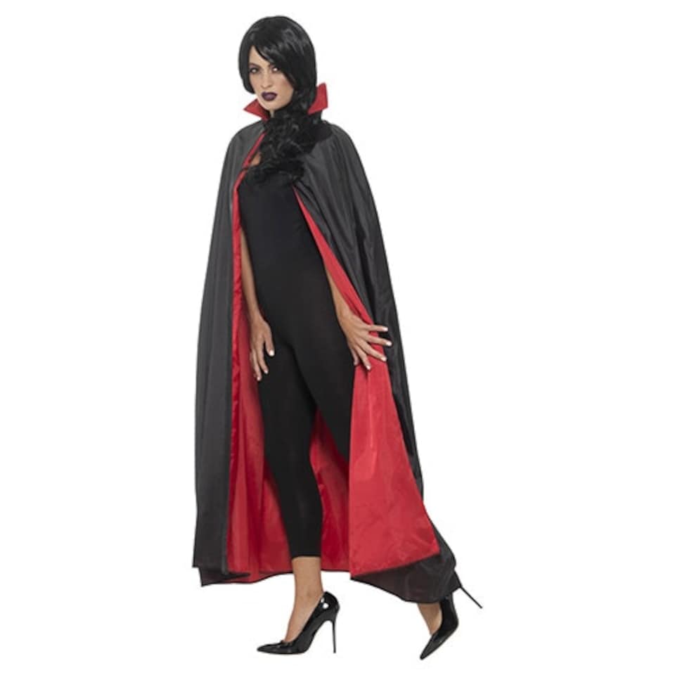 image 1 of Reversible Vampire Cape Red and Black Fancy Dress Costume Unisex Adult One Size
