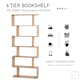 image 4 of HOMCOM 6-Tier Wooden Modern S-Shaped Shelf Storage Unit Home Office Maple Colour