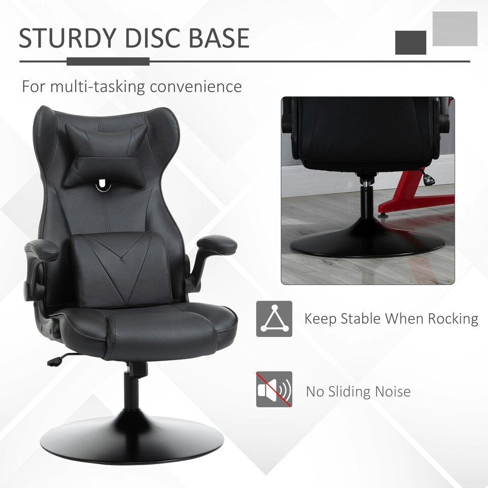 image 1 of Vinsetto Gaming Chair Home Office Chair w/ Swivel Pedestal Base Lumbar Support