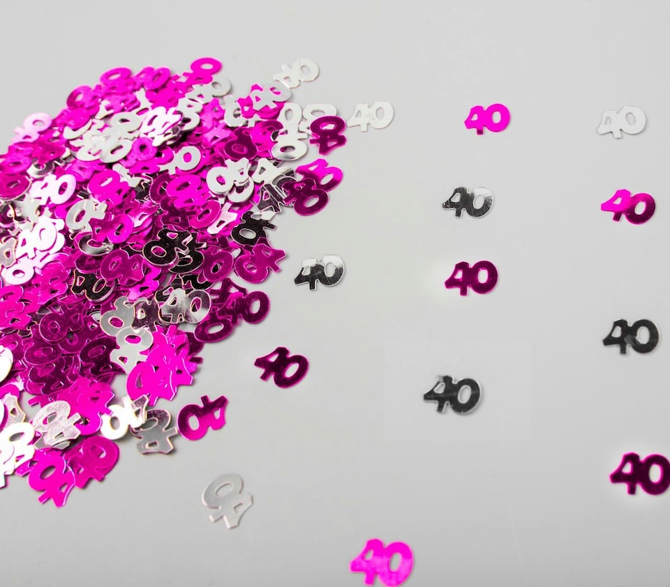 image 1 of 40th Birthday Confetti Pink & Silver 1 pack x 14 grams birthday decoration Foil Metallic 1 pack