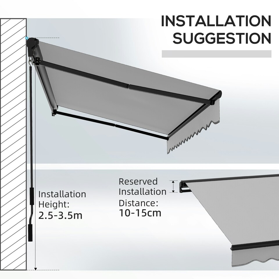 image 1 of Outsunny 3.5 x 2.5m Electric Retractable Awning, Aluminium Frame, Light Grey
