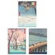 image 1 of Set of 3 Hiroshige Views of Edo Blue Green Japanese A4 Wall Art Prints | Blue