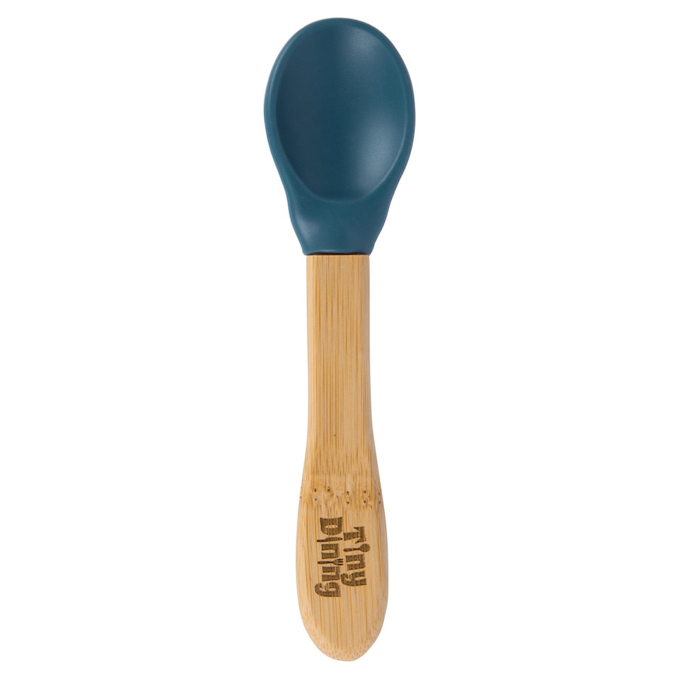 image 1 of Tiny Dining Bamboo Silicone Tip Spoon - Navy Blue