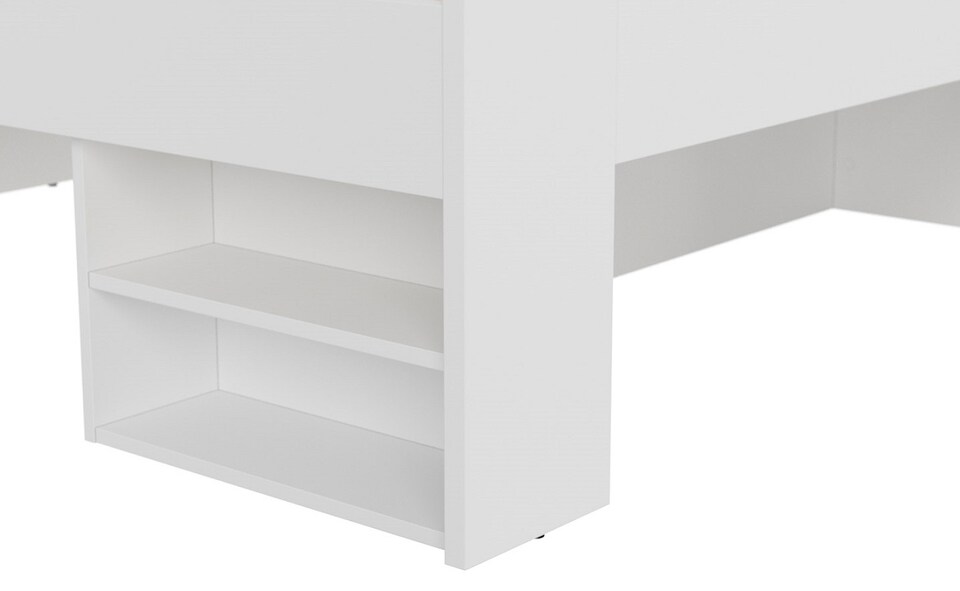 image 1 of White King Size Bed with Drawers Shelves Storage Frame Headboard 160cm Wooden Euro Wooden Slats Nepo