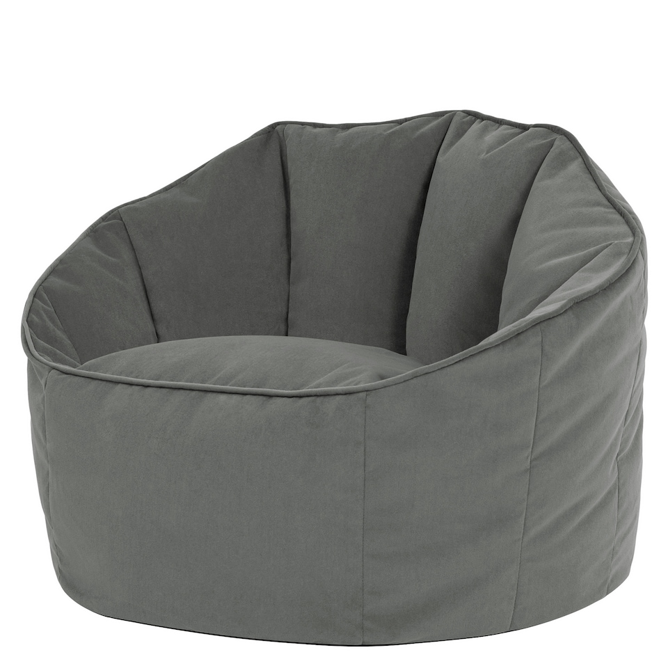 image 1 of icon Sirena  Velvet Bean Bag Accent Bean Bag Chair, Charcoal Grey