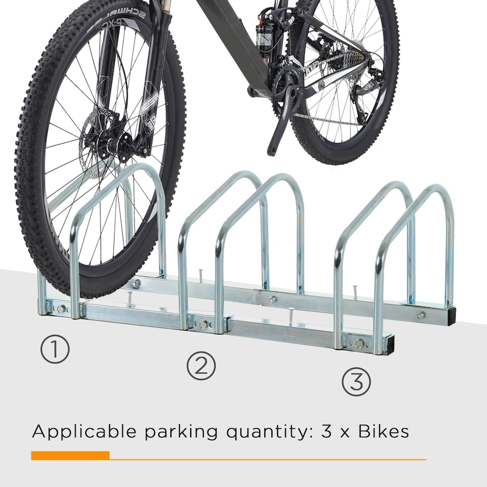 image 1 of HOMCOM Bike Parking Rack Bicycle Locking Storage Stand for 3 Cycling