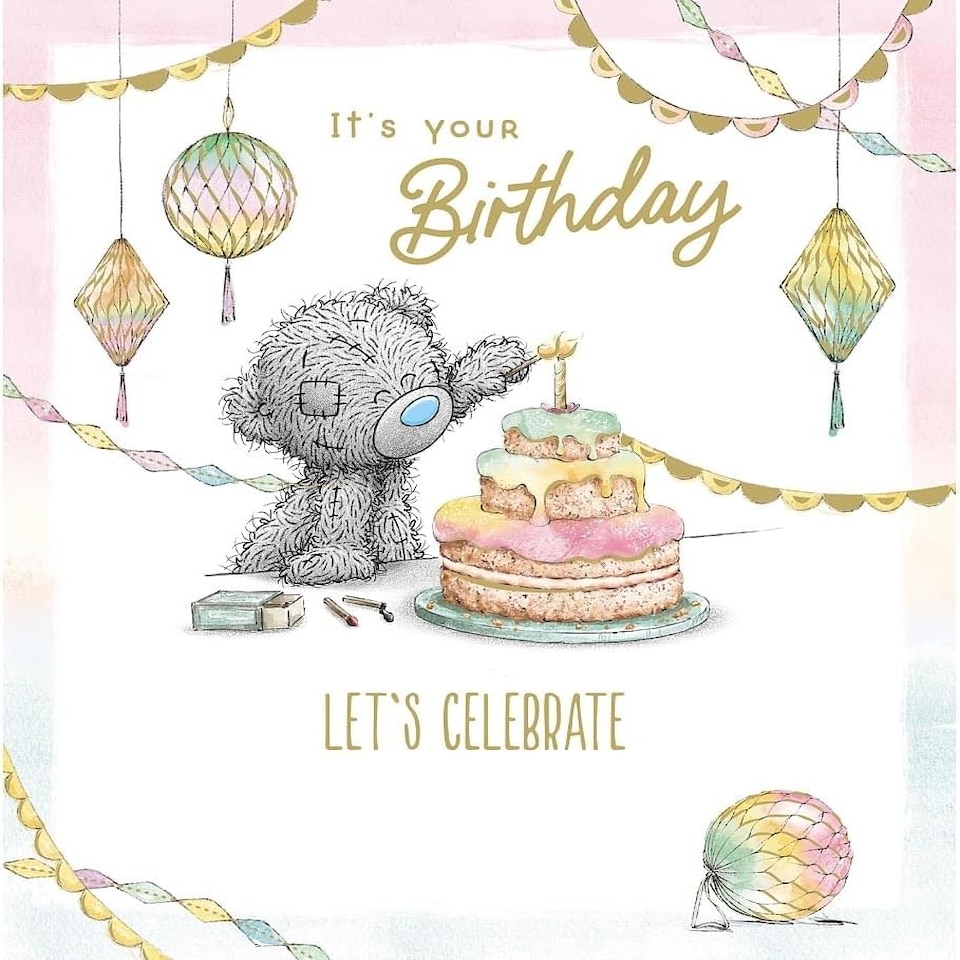image 1 of Bear Lighting Candle Birthday Card