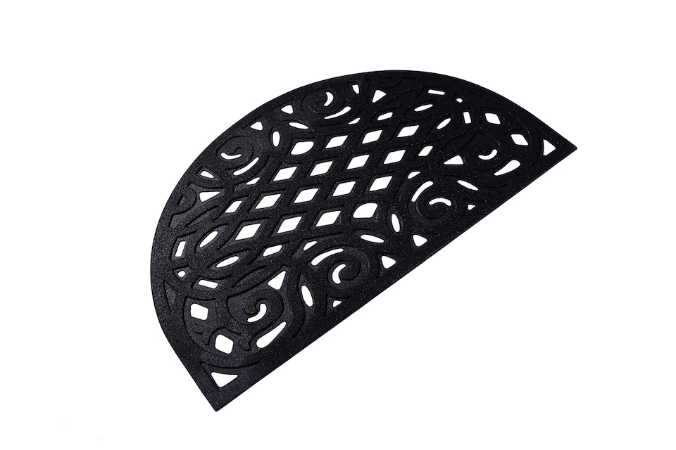 image 1 of Nicoman Victorian Style Halfmoon Rubber Outdoor Door Mat Black 75 x 44cm