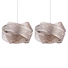 Set of 2 Moroccan Style Layered Ceiling Light Shades | Chrome | Medium | 2