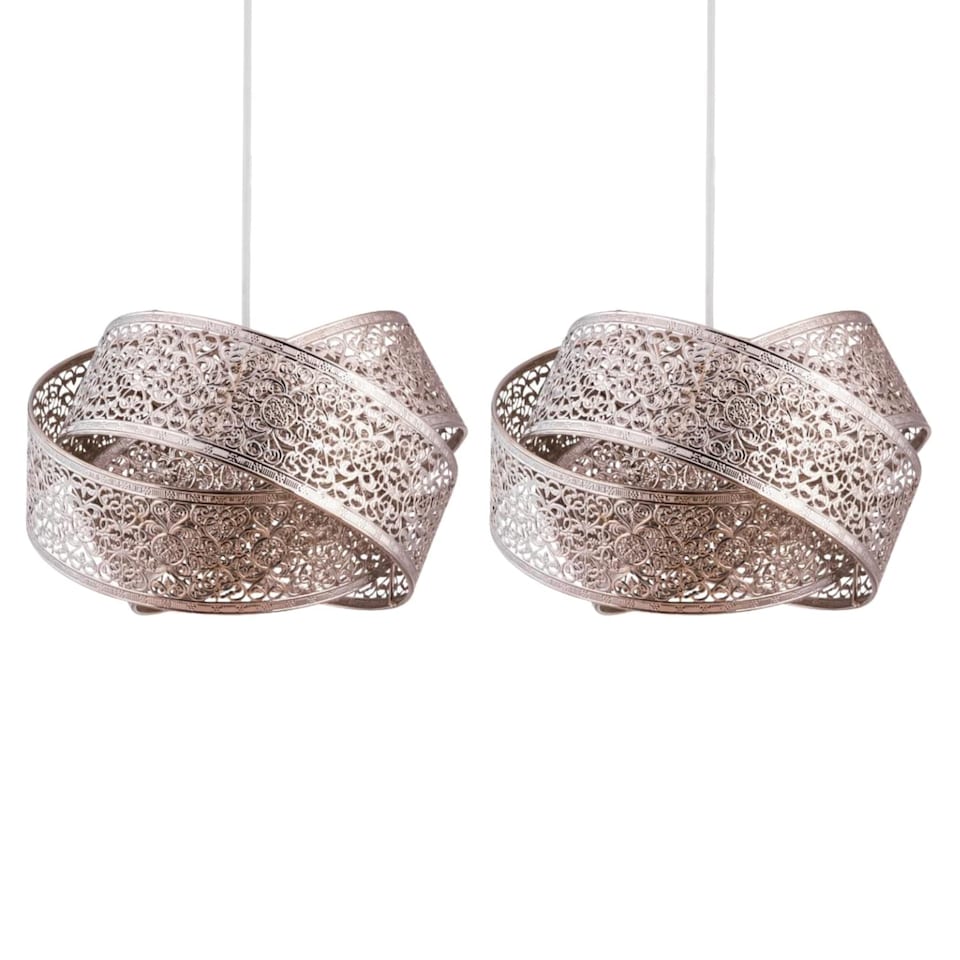 image 1 of Set of 2 Moroccan Style Layered Ceiling Light Shades | Chrome | Medium | 2