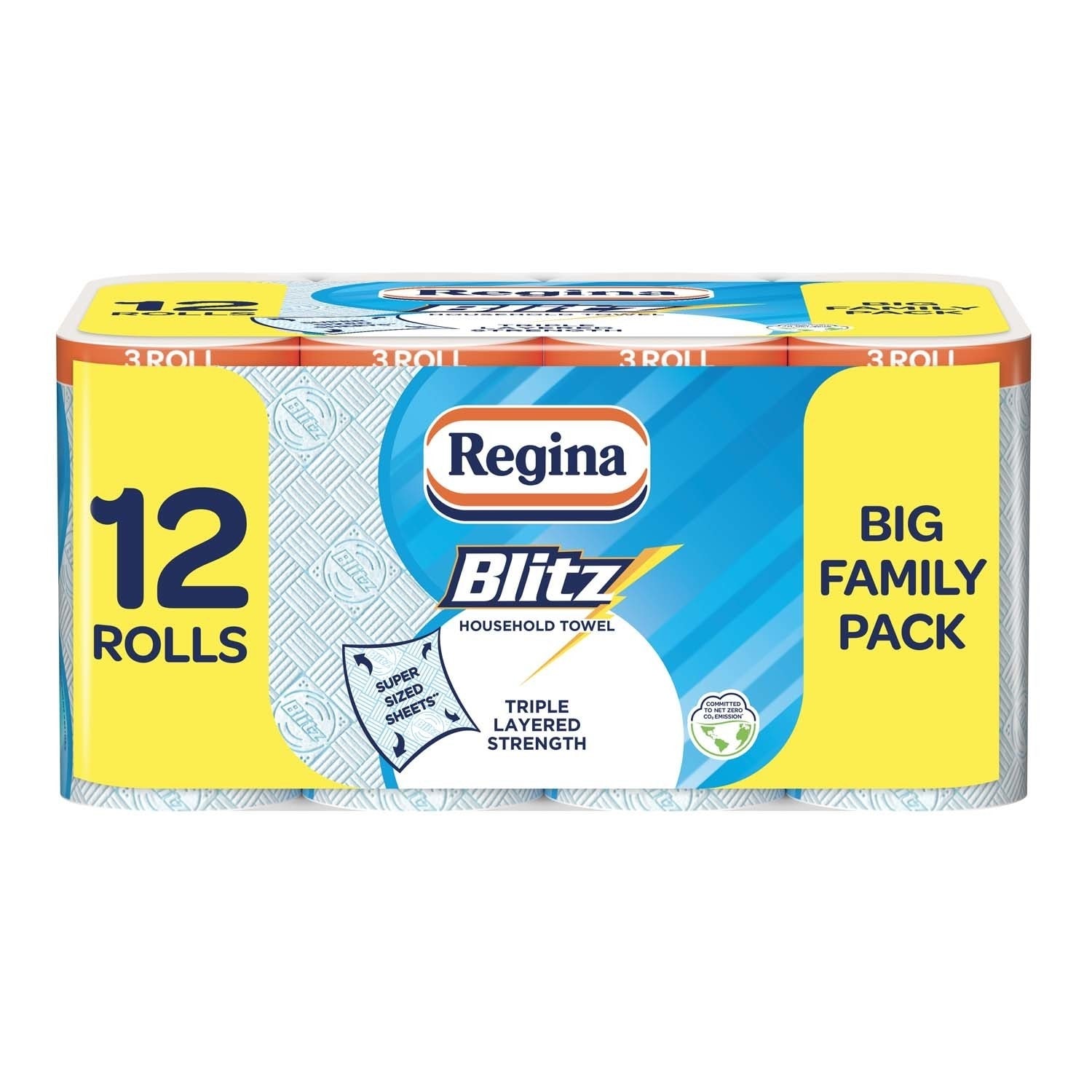 Regina Blitz Kitchen Roll 840 Supersized Sheets 12 Roll Big Family Pack