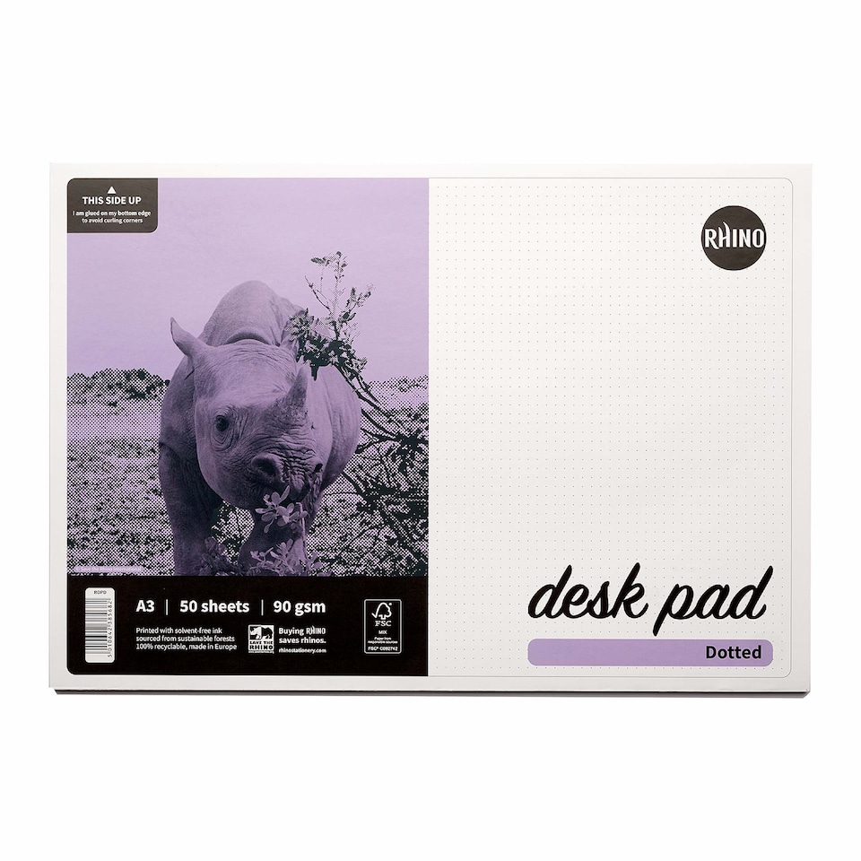 image 1 of Rhino A3 Writing Desk Notepad 5mm Dotted 50 Sheets 90gsm FSC