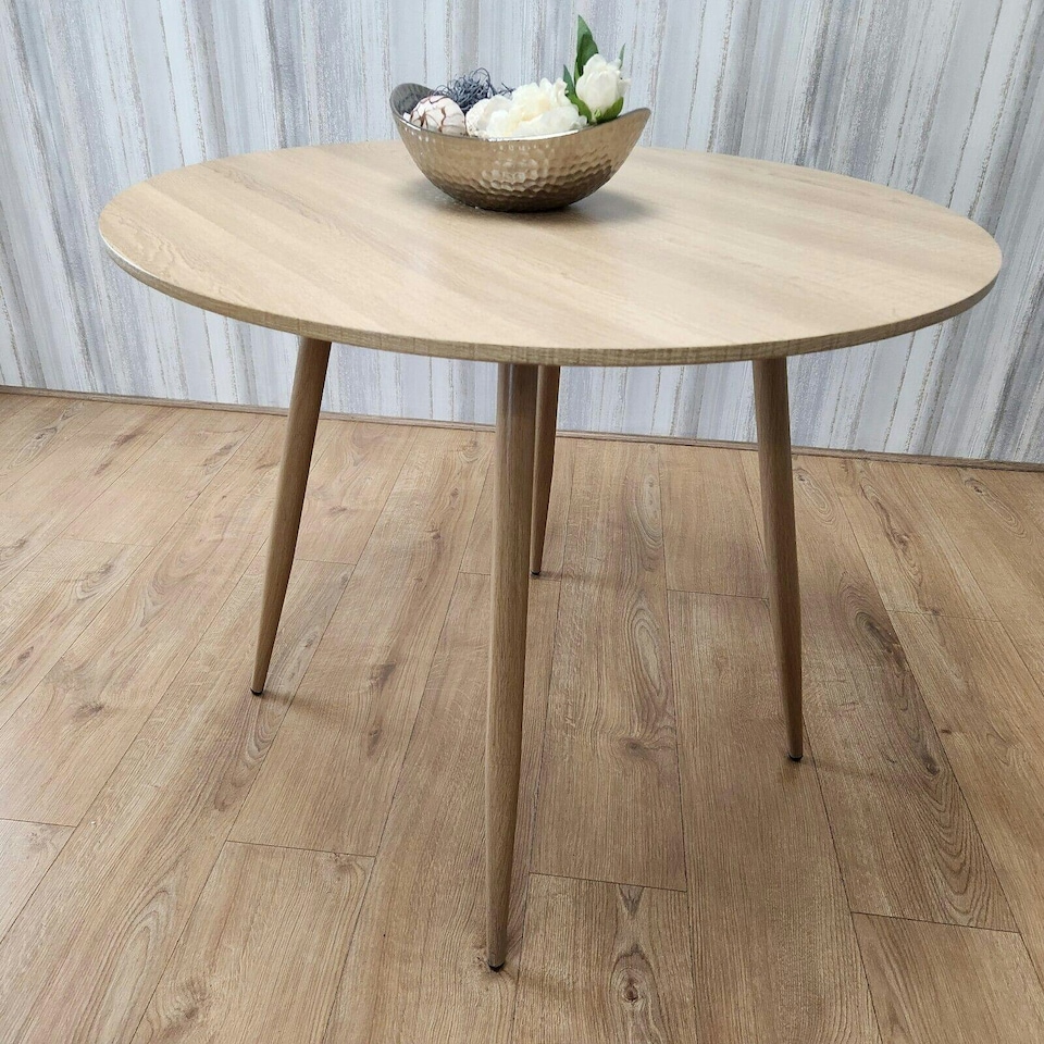 image 1 of Dining Table Beige Wood Kitchen Place for 4 Seats, Dining Table Only (Beige H 75 x L 90 x W 90 cm) Brown