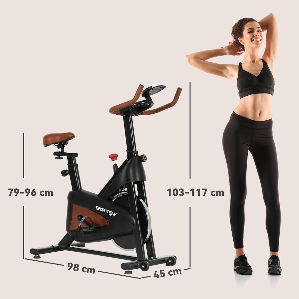 image 1 of SPORTNOW Indoor Exercise Biker, Quiet Stationary Bike, Stylish Cycling Machine with Adjustable Seat and Resistance, LCD Monitor, Tablet Holder, for Home Gym Cardio Workout, Black | Black