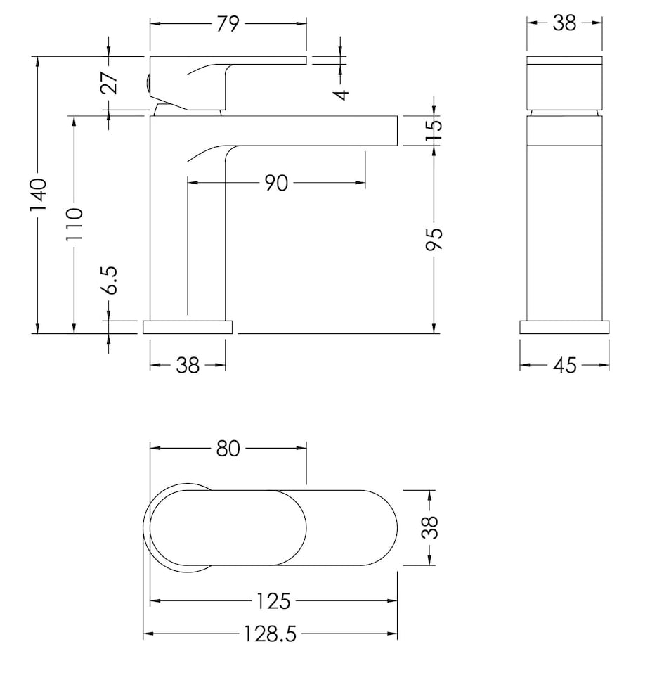 image 1 of Current Round Mini Mono Basin Mixer Tap, Push Button Waste - Chrome