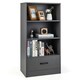 image 1 of COSTWAY 4-tier Storage Shelf Wood Bookcase Bookshelf Grey