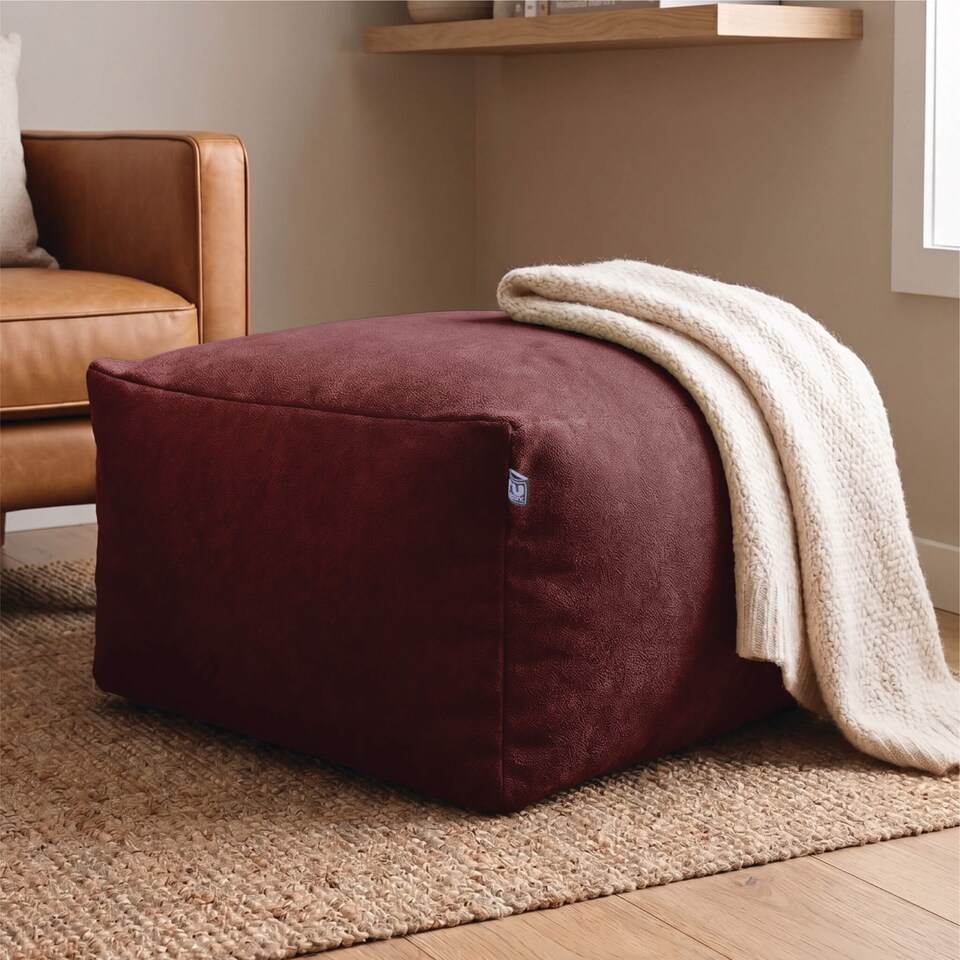 image 1 of rucomfy Indoor Large Ottoman Pouffe - Plush Velora Bean Bag Footstool