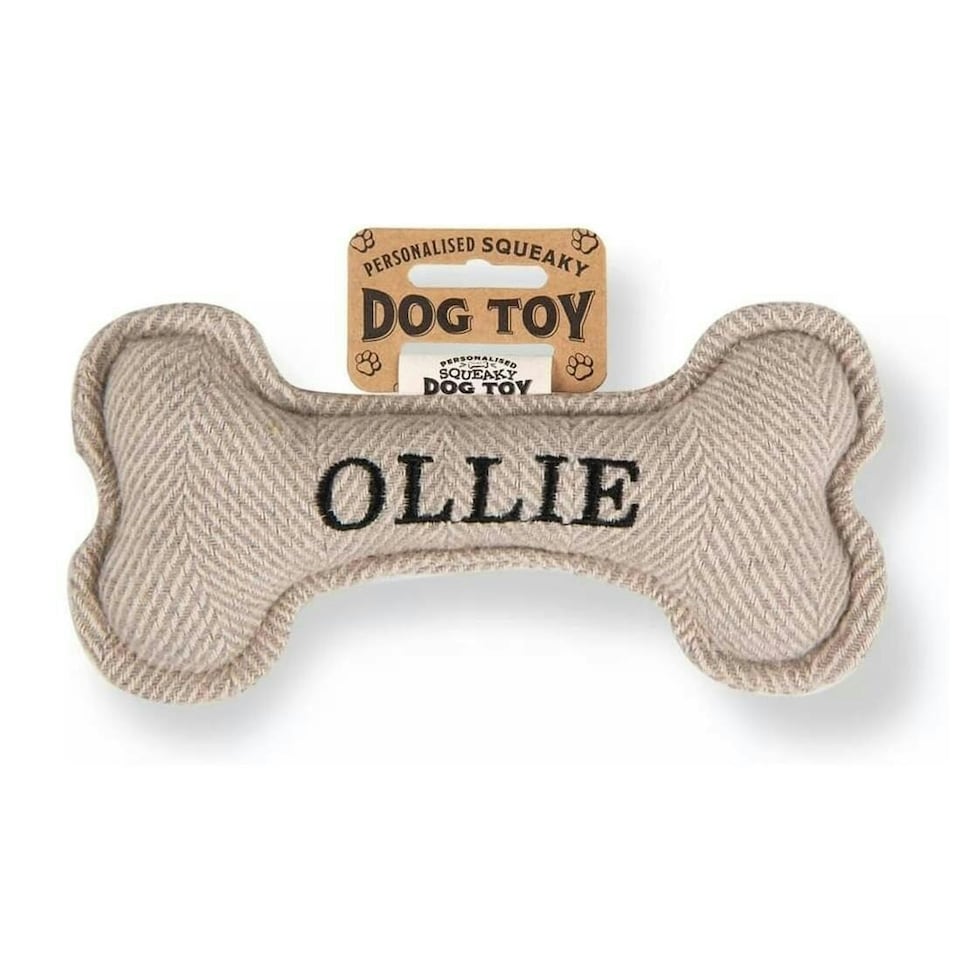 image 1 of History & Heraldry Pre-Personalised Squeaky Bone Dog Toy - Ollie