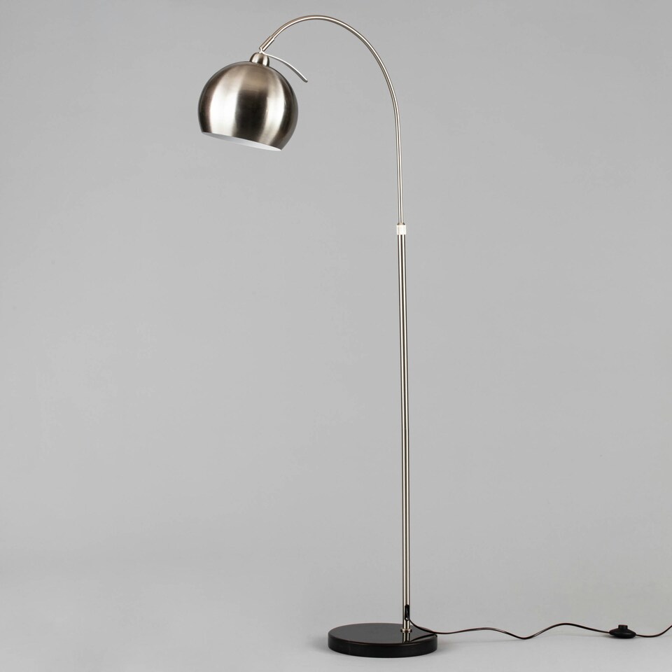 image 1 of BHS Benson Curved Floor Lamp | Silver | Silver | 1